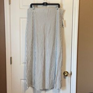 A New Day Off White Striped A-Line Nautical Elastic Waistband Maxi Skirt Size XL